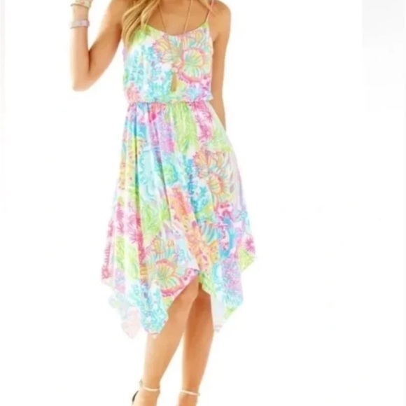 Lilly Pulitzer Dresses & Skirts - Lilly Pulitzer Dominica Sun Dress Womens XS  Lovers Coral Handkerchief Hem